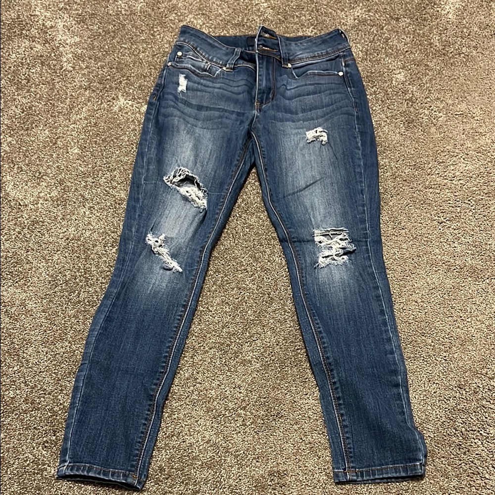 Women's Distressed Blue Jeans